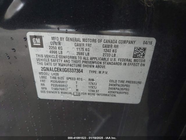 2GNALCEK0G6337364 Chevrolet EQUINOX LT