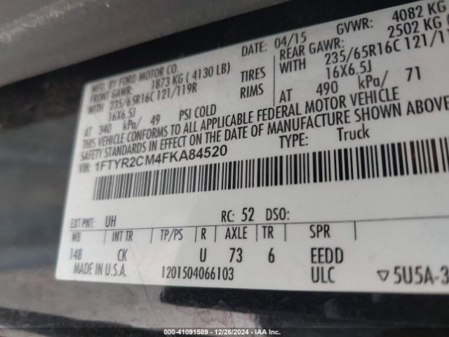 1FTYR2CM4FKA84520 Ford Transit-250