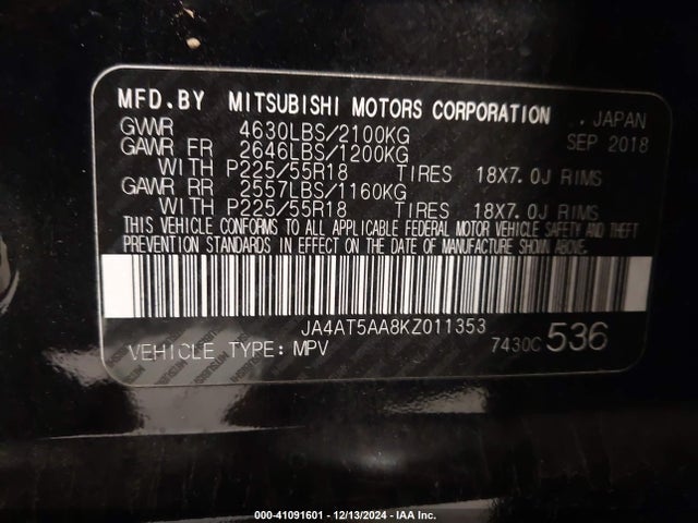 JA4AT5AA8KZ011353 Mitsubishi Eclipse Cross Sel