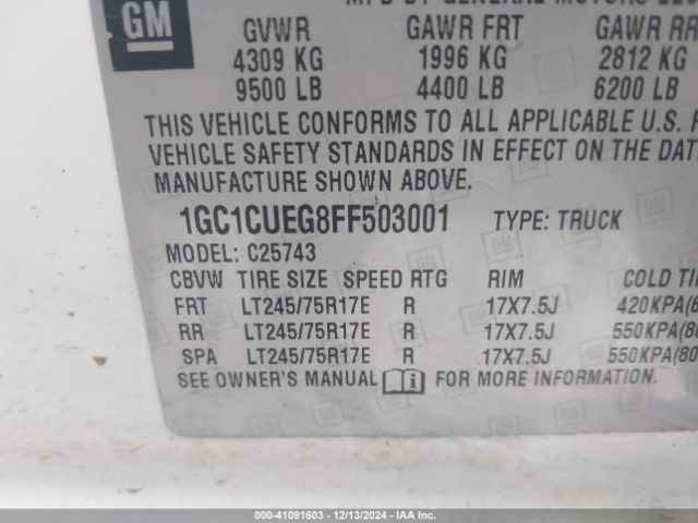 1GC1CUEG8FF503001 Chevrolet Silverado 2500hd Wt