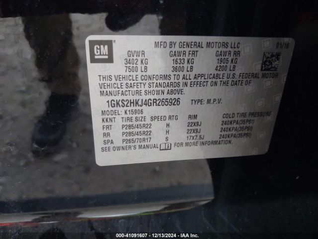 1GKS2HKJ4GR265926 GMC YUKON XL DENALI