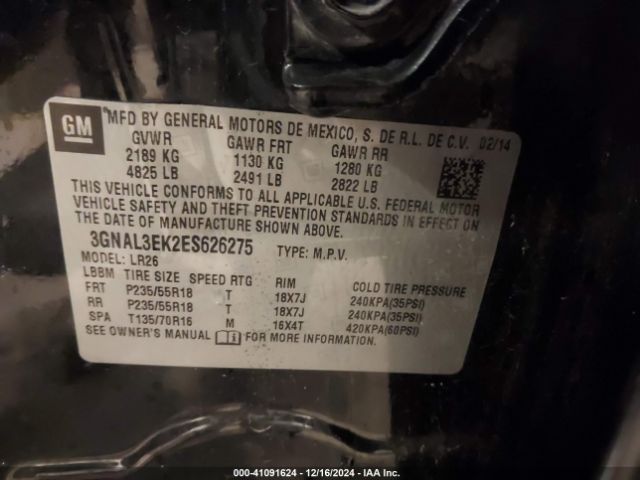3GNAL3EK2ES626275 Chevrolet Captiva Sport Lt