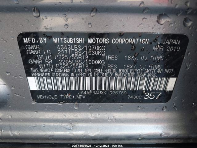 JA4AP3AUXKU026789 Mitsubishi Outlander Sport 2.0 Es