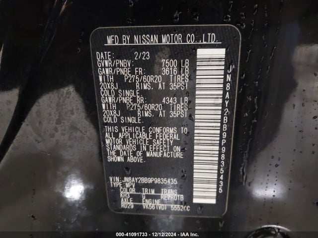 Nissan Armada Sl 4wd 2023 JN8AY2BB9P9835435 Image 9