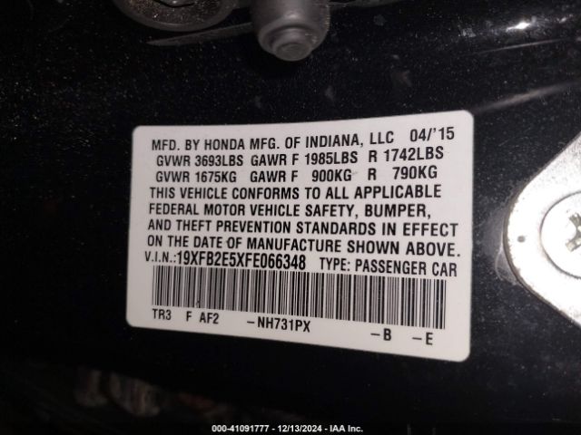 19XFB2E5XFE066348 Honda Civic Lx