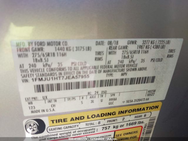 1FMJU1HT7JEA57955 Ford Expedition Xlt