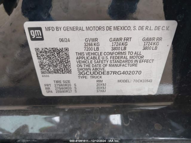 3GCUDDE87RG402070 Chevrolet Silverado 1500 4wd  Short Bed Lt