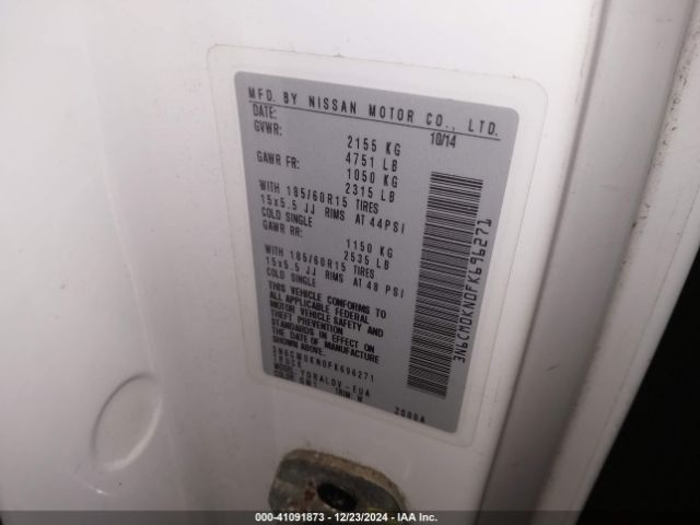 3N6CM0KN0FK696271 Nissan Nv200 S