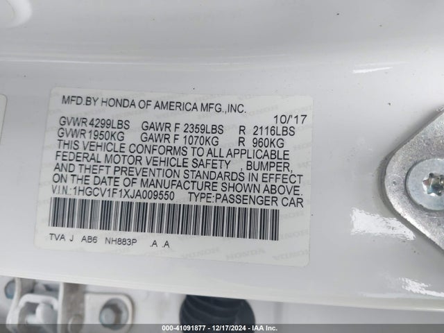 1HGCV1F1XJA009550 Honda ACCORD LX