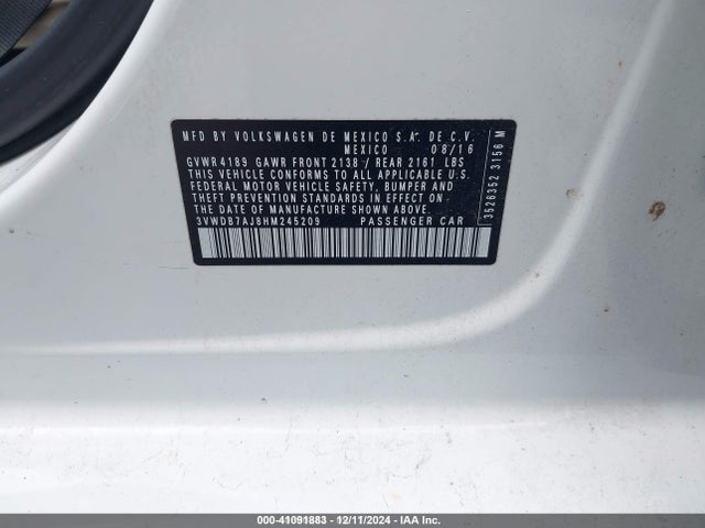 3VWDB7AJ8HM245209 Volkswagen Jetta 1.4t Se