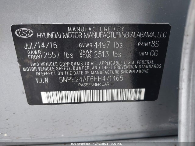 Hyundai SONATA SE 2017 5NPE24AF6HH471465 Image 9