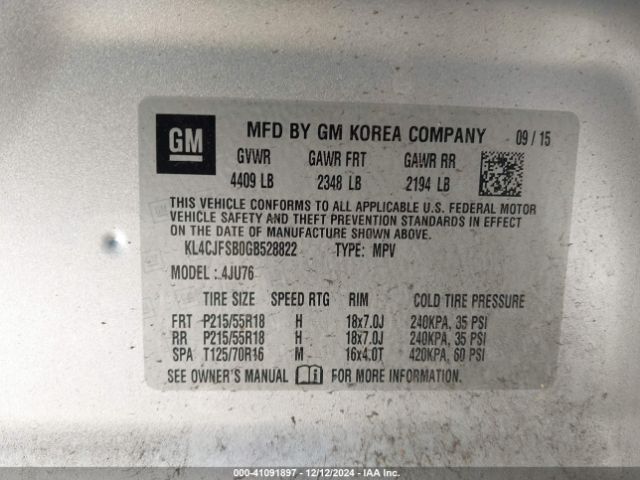 KL4CJFSB0GB528822 Buick Encore Convenience