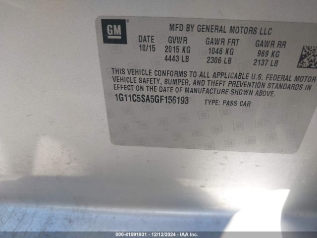 1G11C5SA5GF156193 Chevrolet Malibu Limited Lt