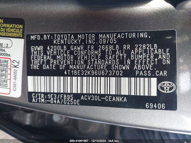 2006 TOYOTA CAMRY 4T1BE32K96U673702 Photo 8