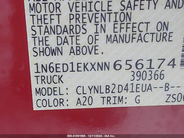 Nissan Frontier 2022 1N6ED1EKXNN656174 Image 9