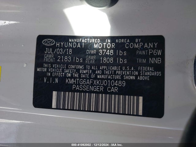 Hyundai Veloster 2.0 2019 KMHTG6AFXKU010489 Image 9