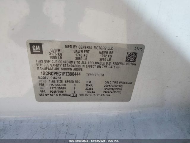1GCRCPEC1FZ390444 Chevrolet Silverado 1500 Ls