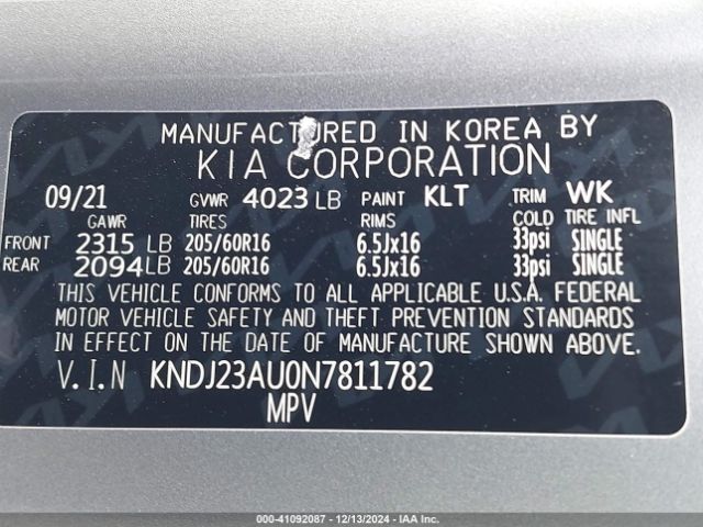 KNDJ23AU0N7811782 KIA SOUL LX