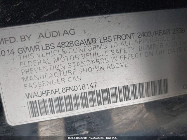 Audi A4 2.0t Premium 2015 WAUHFAFL6FN018147 Image 9