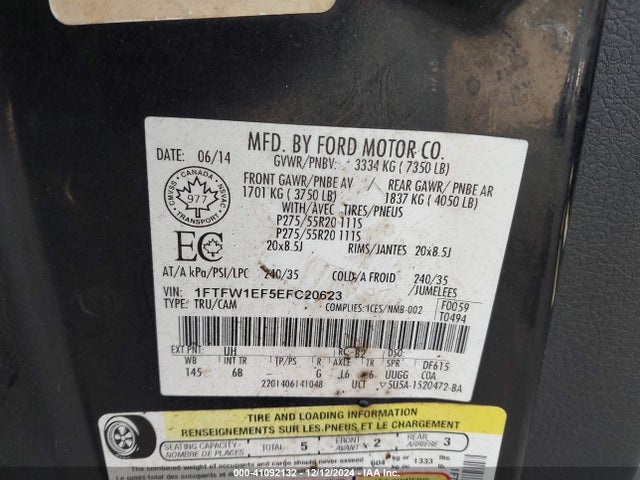 1FTFW1EF5EFC20623 Ford F-150