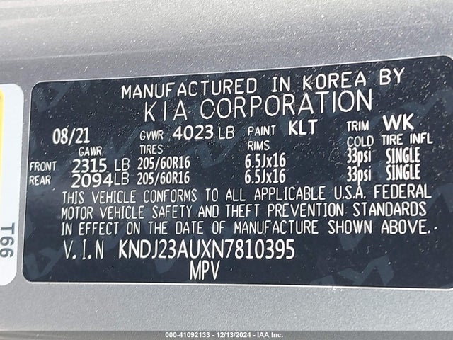 KIA SOUL LX 2022 KNDJ23AUXN7810395 Image 9