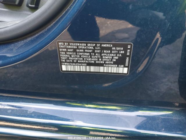 1VWBA7A34JC041803 Volkswagen Passat 2.0t Se