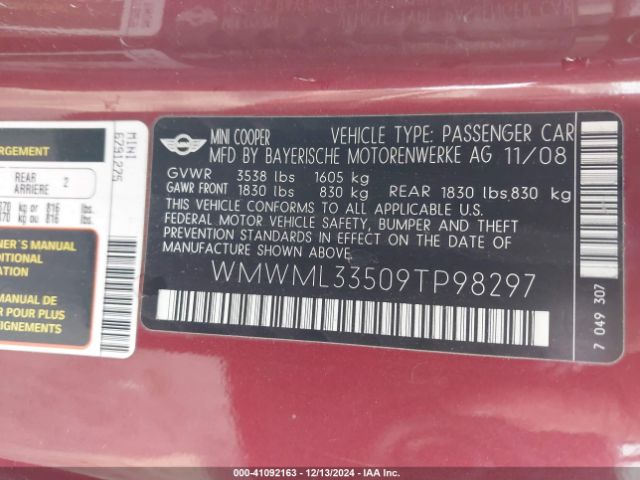 2009 MINI COOPER CLUBMAN WMWML33509TP98297 Photo 8