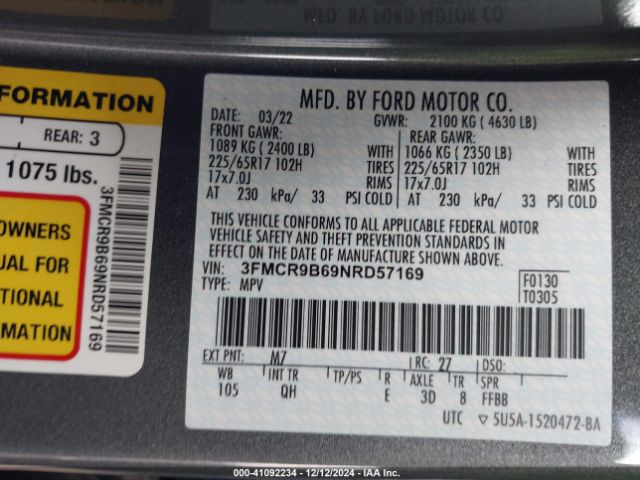 3FMCR9B69NRD57169 Ford Bronco Sport Big Bend