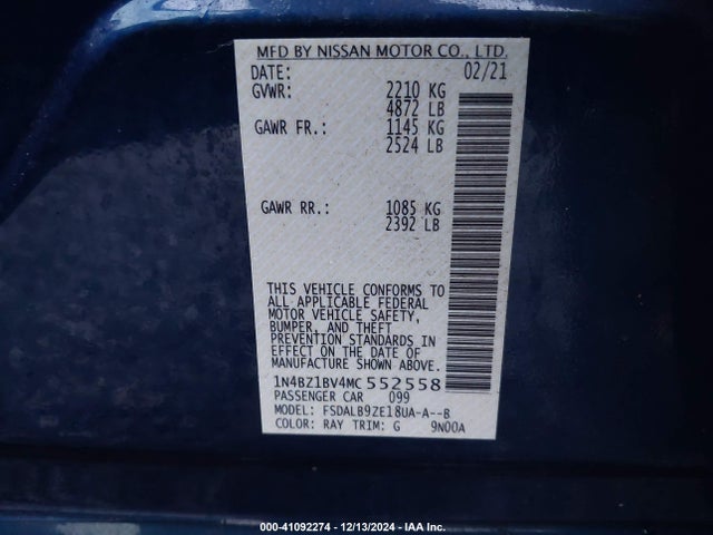 Nissan Leaf S Plus 62 Kwh 2021 1N4BZ1BV4MC552558 Image 9