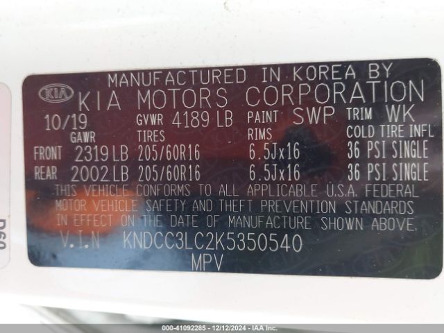 KNDCC3LC2K5350540 KIA NIRO EX