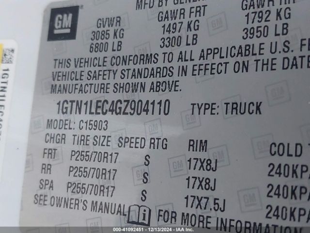 1GTN1LEC4GZ904110 GMC SIERRA 1500