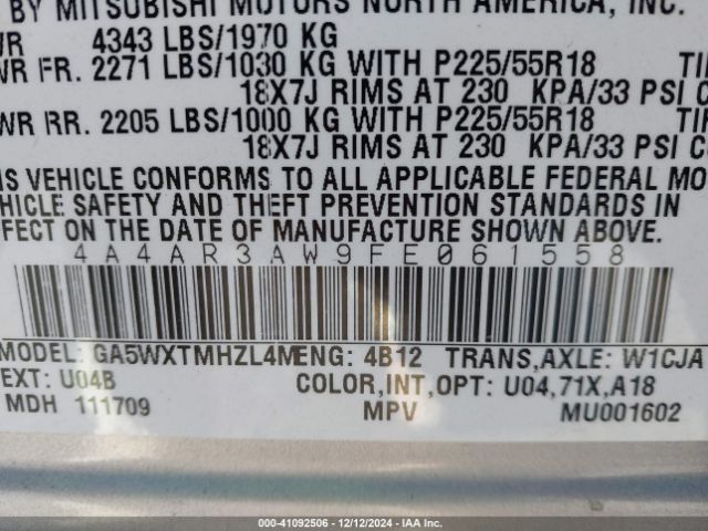 2015 MITSUBISHI OUTLANDER SPORT 4A4AR3AW9FE061558 Photo 8