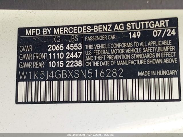 W1K5J4GBXSN516282 Mercedes-Benz Cla 250 Coupe