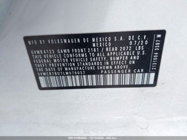 3VWCB7BU7LM076037 Volkswagen Jetta 1.4t R-line/1.4t S/1.4t Se