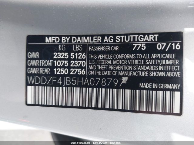 WDDZF4JB5HA078797 Mercedes-Benz E 300