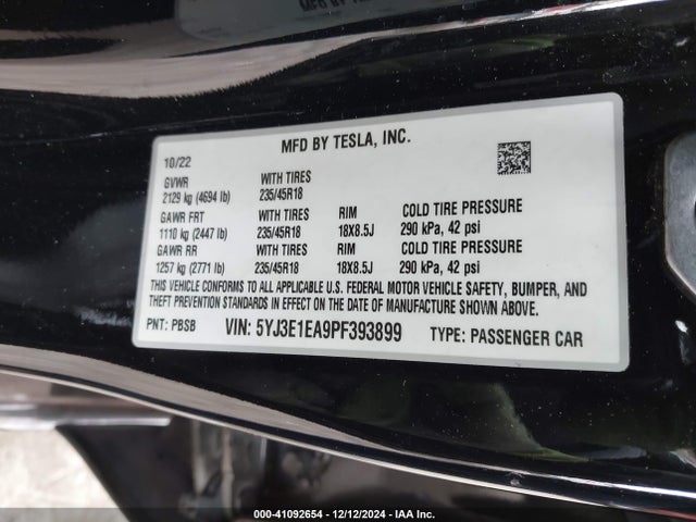 2023 TESLA MODEL 3 5YJ3E1EA9PF393899 Photo 8