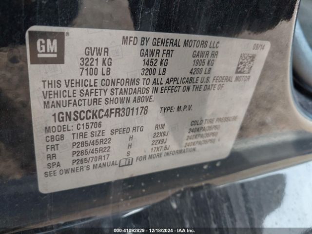 1GNSCCKC4FR301178 Chevrolet Tahoe Ltz