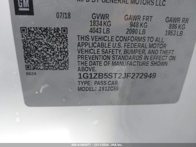 Chevrolet Malibu 1ls 2018 1G1ZB5ST2JF272949 Image 9