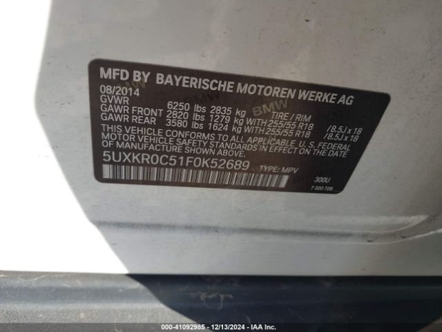 5UXKR0C51F0K52689 BMW X5 Xdrive35i