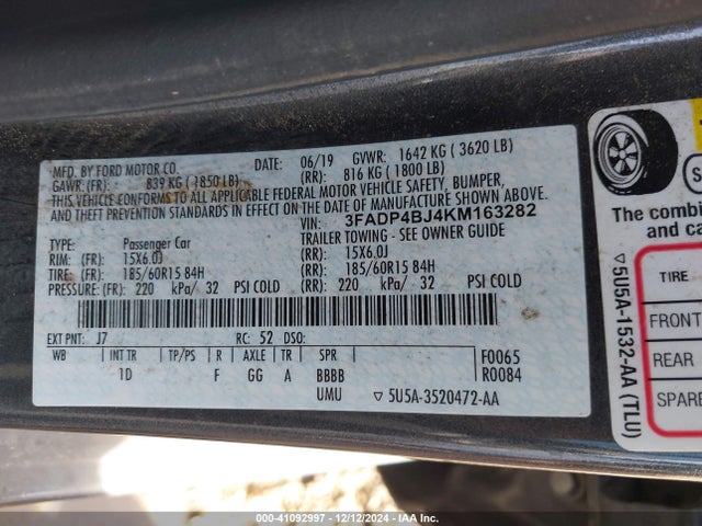 Ford FIESTA SE 2019 3FADP4BJ4KM163282 Image 9