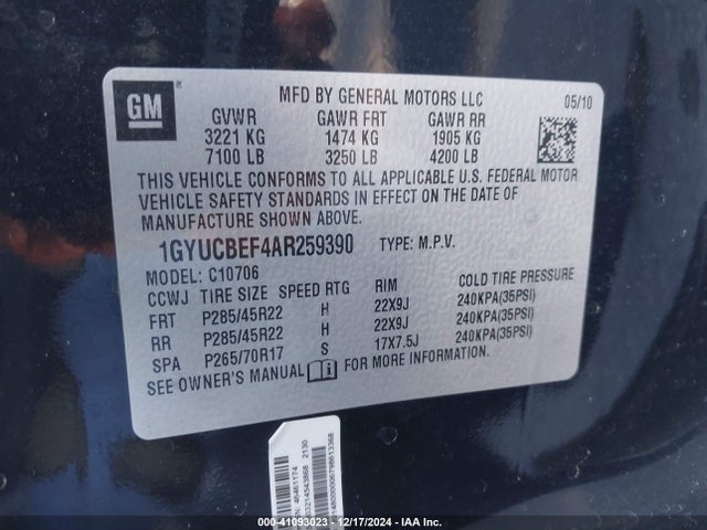 2010 CADILLAC ESCALADE 1GYUCBEF4AR259390 Photo 8
