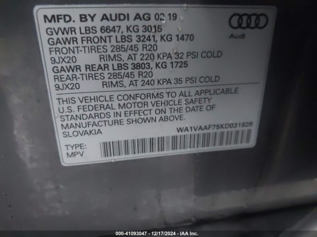 WA1VAAF75KD031828 Audi Q7 55 Premium