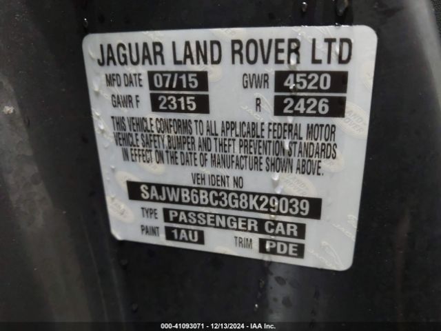 SAJWB6BC3G8K29039 Jaguar F-TYPE S