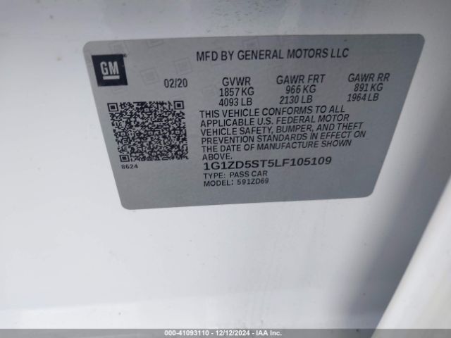 1G1ZD5ST5LF105109 Chevrolet Malibu Fwd Lt