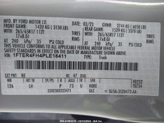 Ford Ranger Xlt 2023 1FTER4FH4PLE18411 Image 9