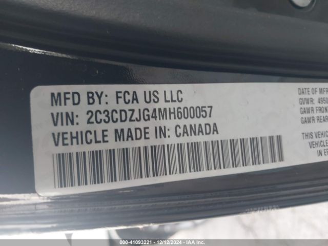 2C3CDZJG4MH600057 Dodge Challenger Gt