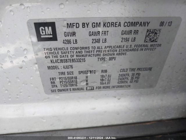 KL4CJBSB7EB533215 Buick Encore Convenience