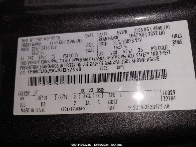 Ford Escape Titanium 2018 1FMCU9J90JUB17568 Image 9
