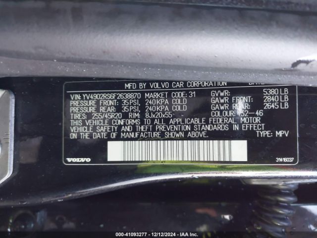 YV4902RS6F2638870 Volvo Xc60 T6 R-design Platinum