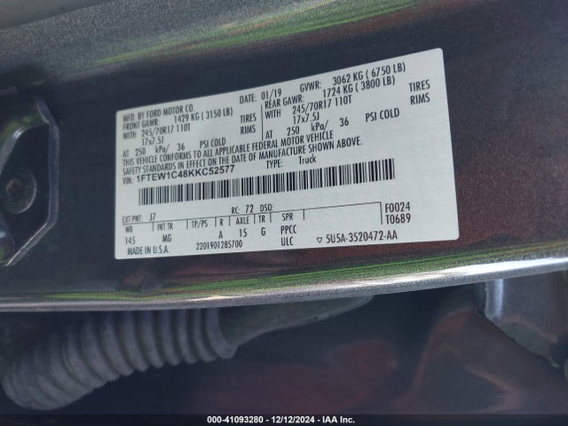 Ford F-150 Xlt 2019 1FTEW1C48KKC52577 Image 9